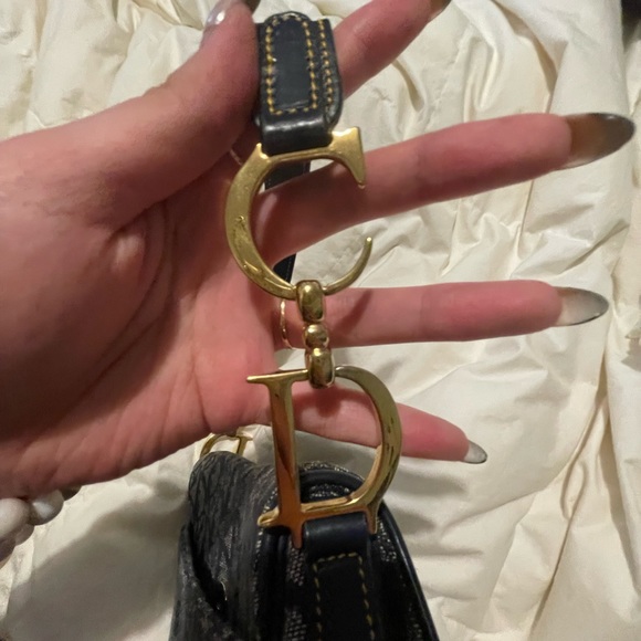 Vintage Dior Oblique Saddle Bag Navy - Picture 2 of 9